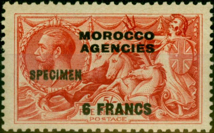 Old Postage Stamp Morocco Agencies 1932 6F on 5s Rose-Red Specimen SG201s V.F VLMM