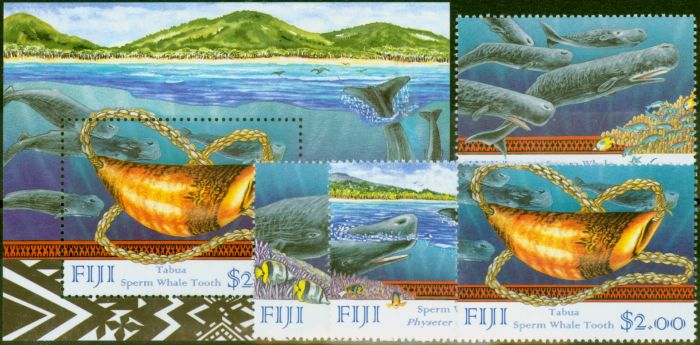 Rare Postage Stamp Fiji 1998 Sperm Whales Set of 5 SG1021-MS1025 V.F MNH