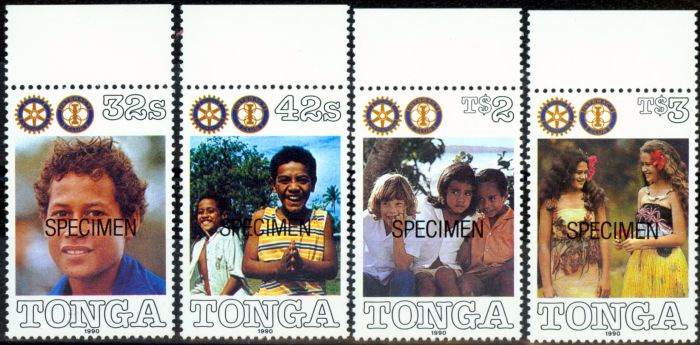 Valuable Postage Stamp from Tonga 1990 Rotary Specimen set of 4 SG1113s-1116s V.F MNH