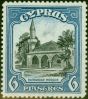 Old Postage Stamp Cyprus 1934 6pi Black & Blue SG140 Fine VLMM