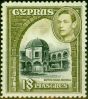 Collectible Postage Stamp from Cyprus 1947 18pi Black & Sage-Green SG160a Fine Mint Never Hinged