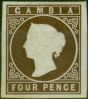 Old Postage Stamp Gambia 1869 4d Brown SG1 V.F & Fresh MM