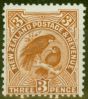 Collectible Postage Stamp from New Zealand 1908 3d Brown SG378 P.14 x 13.5 Fresh & Fine Very Lightly Mtd Mint