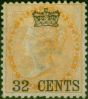 Valuable Postage Stamp Straits Settlements 1867 32c on 2a Yellow SG9 Fine MM