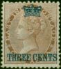 Straits Settlements 1867 3c on 1a Deep Brown SG3 Fine MM. Queen Victoria (1840-1901) Mint Stamps