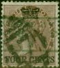 Valuable Postage Stamp Straits Settlements 1867 4c on 1a Deep Brown SG4 Fine Used with Chop