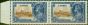 Valuable Postage Stamp from Gambia 1935 3d Brown & Dp Blue SG144a Extra Flagstaff V.F LMM in Pair