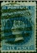 South Australia 1870 6d Prussian Blue SG105 Fine Used. Queen Victoria (1840-1901) Used Stamps