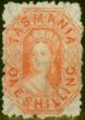 Rare Postage Stamp from Tasmania 1865 1s Vermilion SG77 Fine Mtd Mint