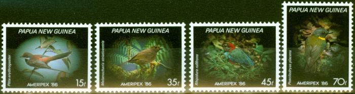 Rare Postage Stamp from Papua New Guinea 1986 Birds Ameripex Set of 4 1st Series SG525-528 V.F MNH