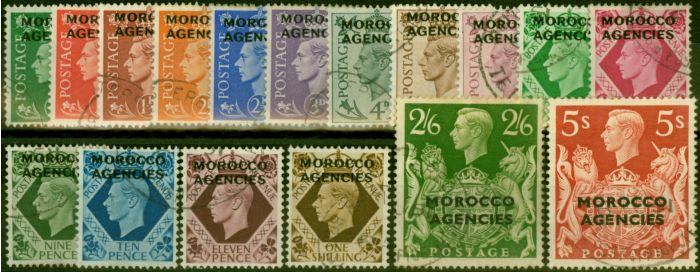 Old Postage Stamp Morocco Agencies 1949 Set of 17 SG77-93 V.F.U