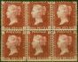 Rare Postage Stamp GB 1864 1d Rose-Red SG43-44 Pl 182 Fine LMM & MNH Block of 6 (A-I, B-K)