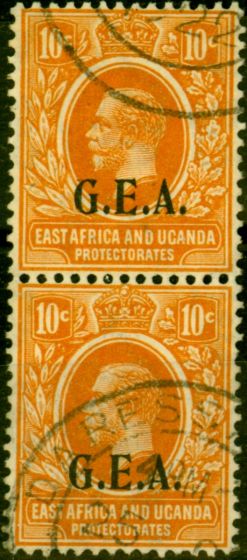 Rare Postage Stamp from Tanganyika 1922 10c Orange SG73 Very Fine Used Pair (Variants Available)