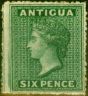 Old Postage Stamp from Antigua 1863 6d Dark Green SG9 Fine & Fresh Mtd Mint
