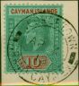 Collectible Postage Stamp Cayman Islands 1907 10s Green & Red-Green SG34 Superb Used