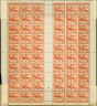 Old Postage Stamp from Jersey 1944 1d Scarlet SG4a On Newsprint Plate 9 Fine MNH Complete Sheet of 60