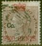 Rare Postage Stamp from Straits Settlements 1867 2c on 1a Dp Brown SG2 Good Used with Chop
