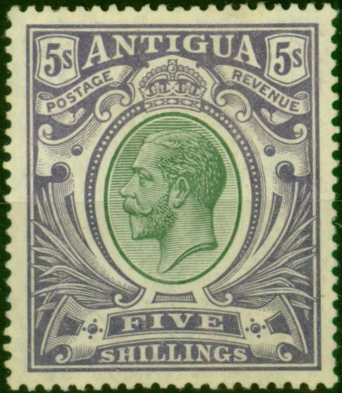 Antigua 1913 5s Grey-Green & Violet SG51 Fine MM (2). King George V (1910-1936) Mint Stamps
