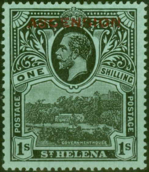 Ascension 1922 1s Black-Green SG9 Fine LMM . King George V (1910-1936) Mint Stamps