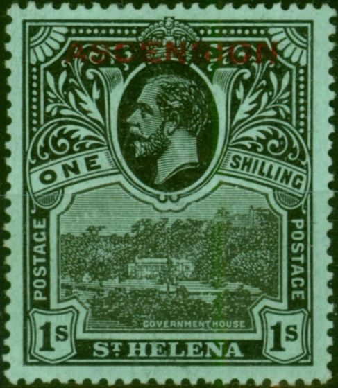 Collectible Postage Stamp Ascension 1922 1s Black-Green SG9 Fine MM