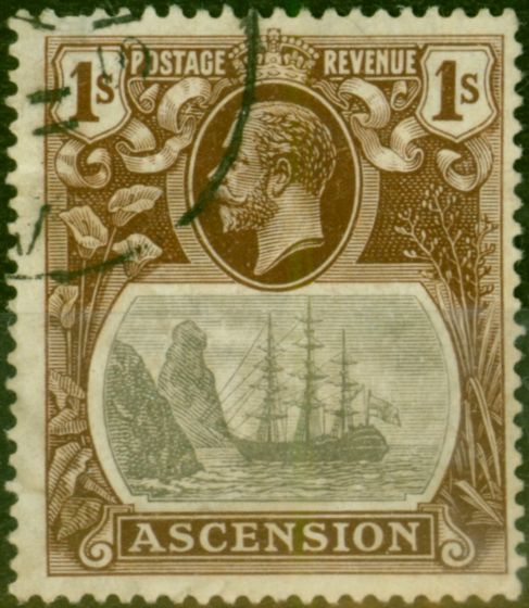 Ascension 1924 1s Grey-Black & Brown SG18 Fine Used King George V (1910-1936) Old Stamps