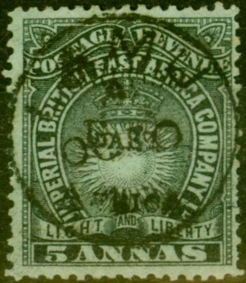 Old Postage Stamp from B.E.A KUT 1895 5a Black-Grey Blue SG40 V.F.U (2)