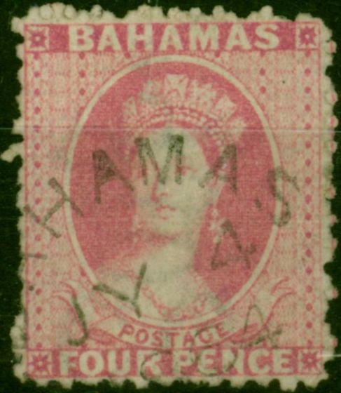 Bahamas 1863 4d Dull Rose SG27 V.F.U CDS . Queen Victoria (1840-1901) Used Stamps
