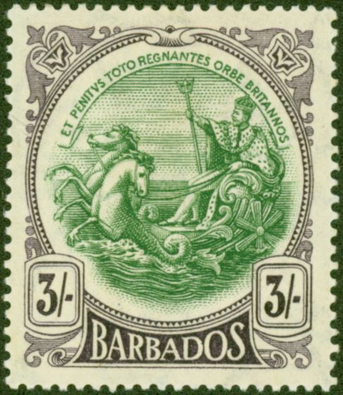 Valuable Postage Stamp from Barbados 1916 3s Dp Violet SG191 Fine Very Lightly Mtd Mint