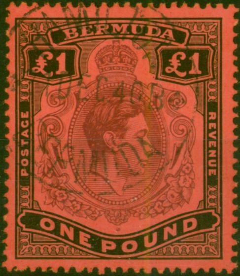 Bermuda 1938 £1 Purple & Black-Red SG121 V.F.U King George VI (1936-1952) Old Stamps