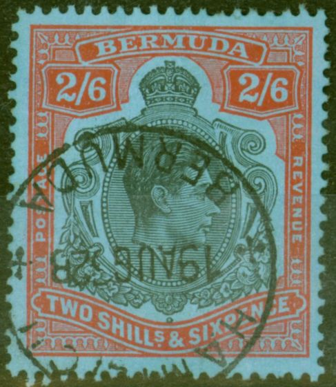 Collectible Postage Stamp from Bermuda 1952 2s6d Black & Red-Pale Blue SG117d Fine Used