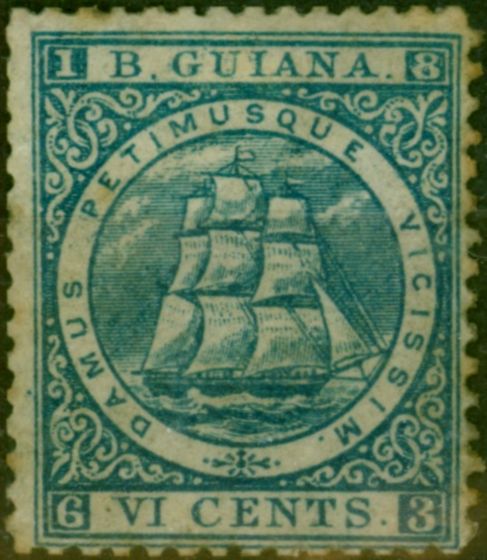 Rare Postage Stamp British Guiana 1865 6c Blue SG69 Good MM