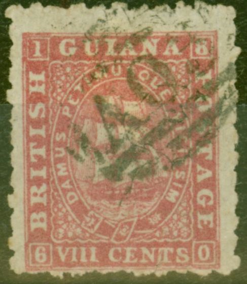 Collectible Postage Stamp from British Guiana 1871 8c Carmine SG96a P.10 Fine Used Ex- Fred Small