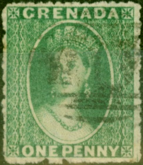 Rare Postage Stamp from Grenada 1863 1d Yellowish Green SG5 Fine Used