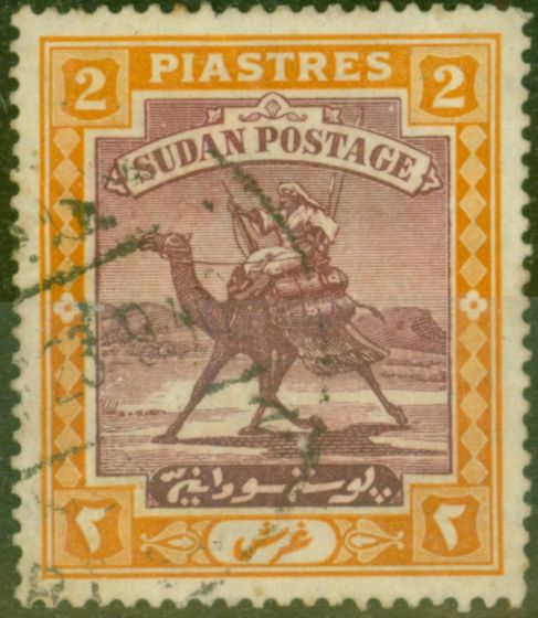 Rare Postage Stamp from Sudan 1921 2p Purple & Orange-Yellow SG26 Fine Used