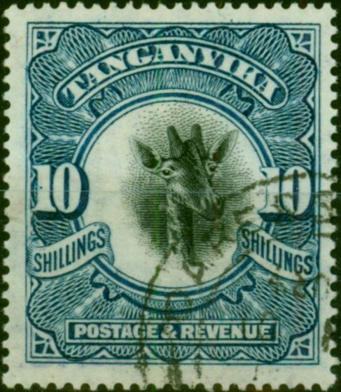 Tanganyika 1922 10s Deep Blue SG87 V.F.U Doubious Cancel King George V (1910-1936) Rare Stamps