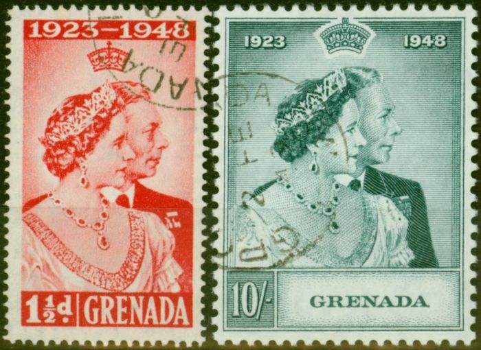 Grenada 1948 RSW Set of 2 SG166-167 V.F.U King George VI (1936-1952) Collectible Royal Silver Wedding Stamp Sets