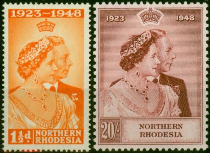 Northern Rhodesia 1948 RSW Set of 2 SG48-49 V.F LMM  King George VI (1936-1952) Collectible Royal Silver Wedding Stamp Sets