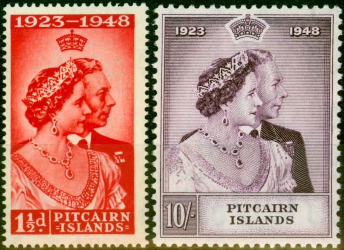 Pitcairn Islands 1949 RSW Set of 2 SG11-12 Very Fine MNH King George VI (1936-1952) Old Royal Silver Wedding Stamp Sets