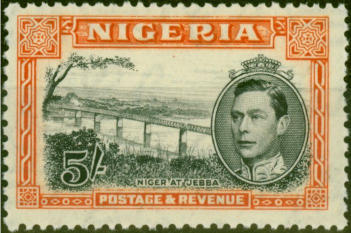 Collectible Postage Stamp Nigeria 1938 5s Black & Orange SG59 P.13 x 11.5 Fine MM