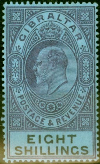 Old Postage Stamp from Gibraltar 1903 8c Dull Purple & Black-Blue SG54 Fine Mtd Mint