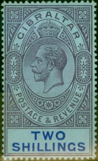 Rare Postage Stamp from Gibraltar 1912 2s Dull Purple & Blue-Blue SG82 Fine & Fresh Mtd Mint