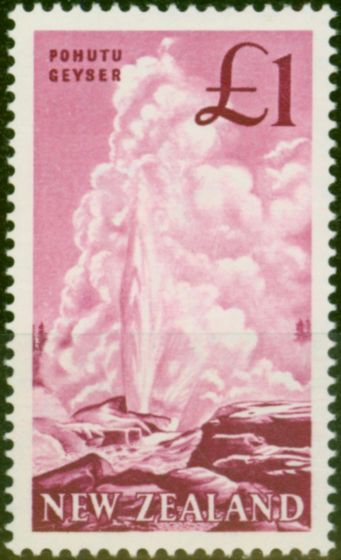 Old Postage Stamp New Zealand 1960 £1 Deep Magenta SG802 Fine LMM