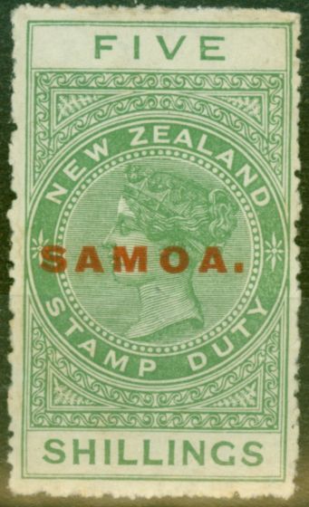 Collectible Postage Stamp from Samoa 1917 5s Yellow-Green SG130 Good Mtd Mint