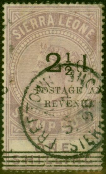 Collectible Postage Stamp Sierra Leone 1897 2 1/2d on 1s Dull Lilac SG63 Good Used