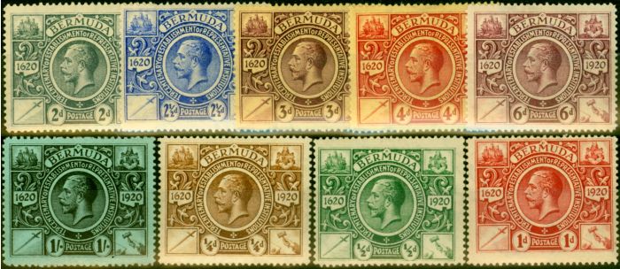 Valuable Postage Stamp from Bermuda 1921 Tercentenary Set of 9 SG68-76 Fine Mtd Mint