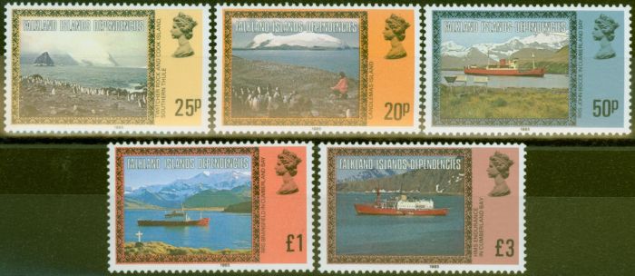 Old Postage Stamp from Falkland Is Dep 1985 Pictorial Imprint set of 5 V.F MNH