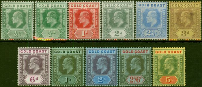 Gold Coast 1907-13 Set of 11 SG59-68 Fine LMM King Edward VII (1902-1910), King George V (1910-1936) Rare Stamps