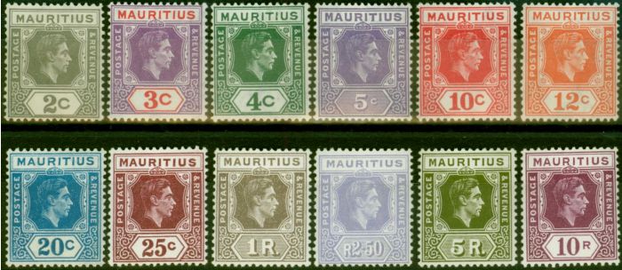 Rare Postage Stamp Mauritius 1938-43 Set of 12 SG252-263a Fine & Fresh LMM