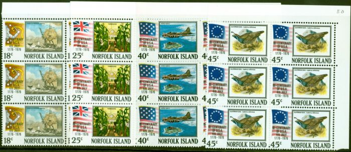 Old Postage Stamp from Norfolk Is 1976 Bicent American Revolution Set of 4 SG172-175 V.F MNH Blocks of 6