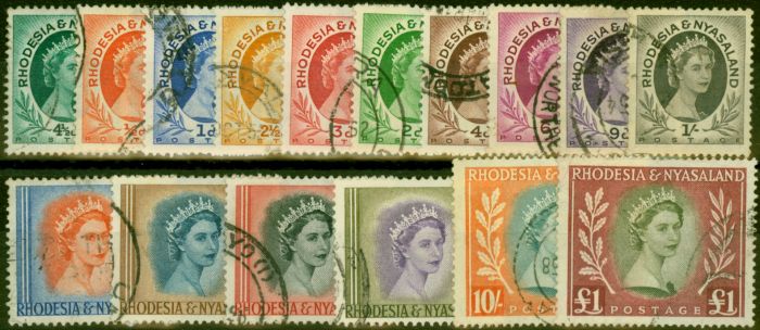 Rare Postage Stamp Rhodesia & Nyasaland 1954-56 Set of 16 SG1-15 Fine Used (2)
